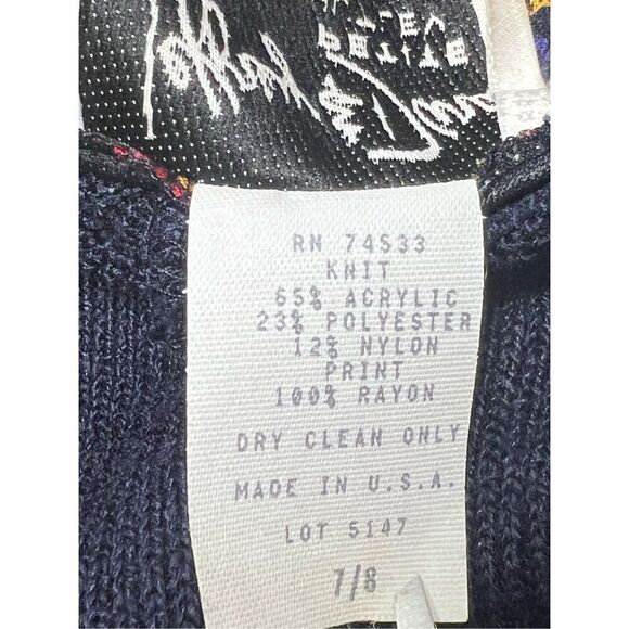 Vintage Jeffrey and Dara Set navy blue knit jacket with embroidery Skirt midi pl - Picture 15 of 16